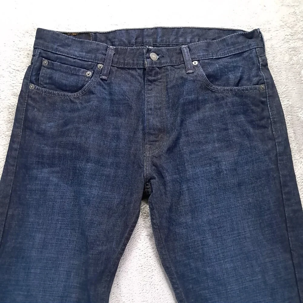 Levis 527 Jeans Men 36x30 Boot Cut Whiskers 100% Cotton Dark Blue Denim Western